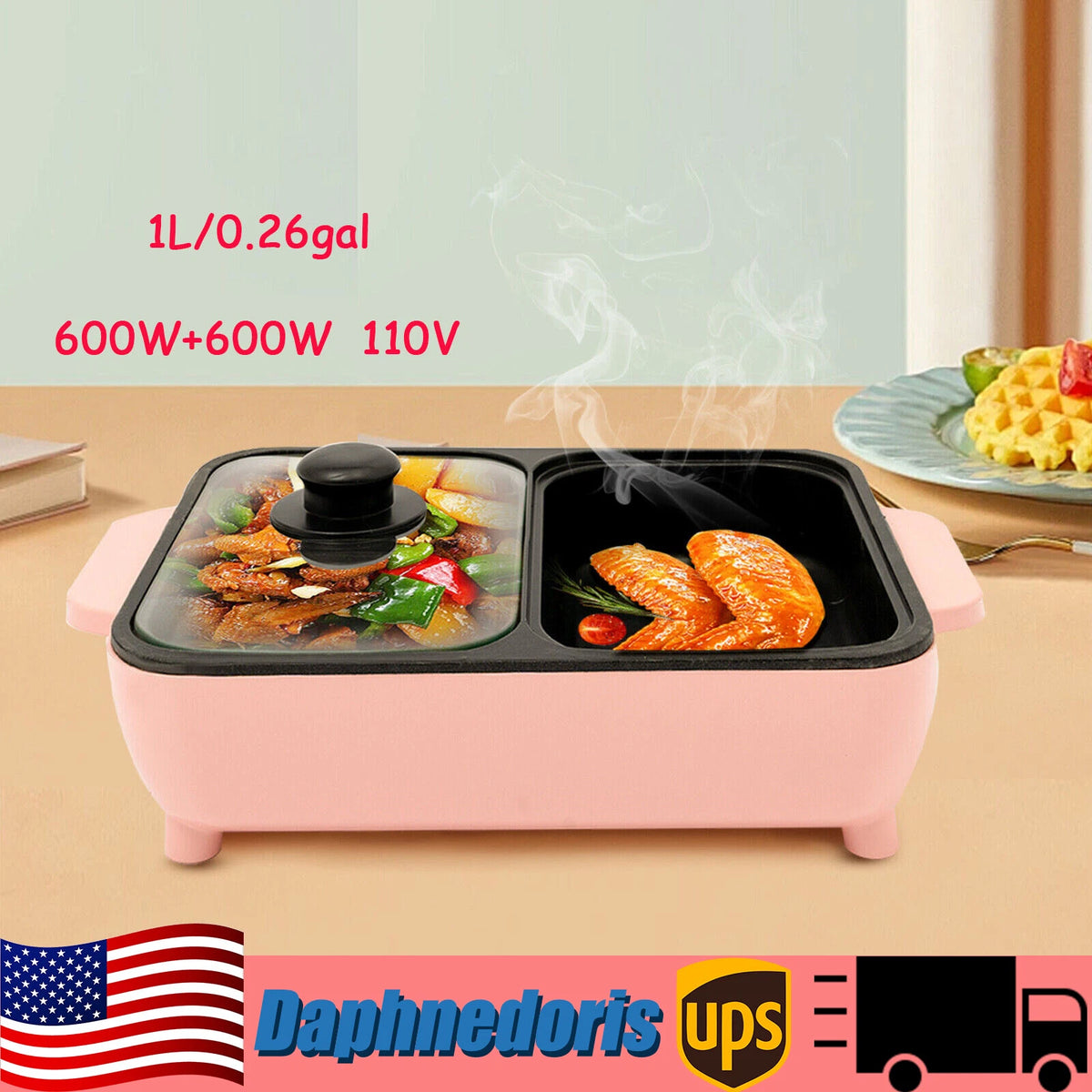 2X Electric Hot Pot BBQ Grill for Kitchen (Smokeless, Non-stick)