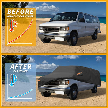 All Weather Car Cover for Ford E-Series (190T-PU, Left Zipper)