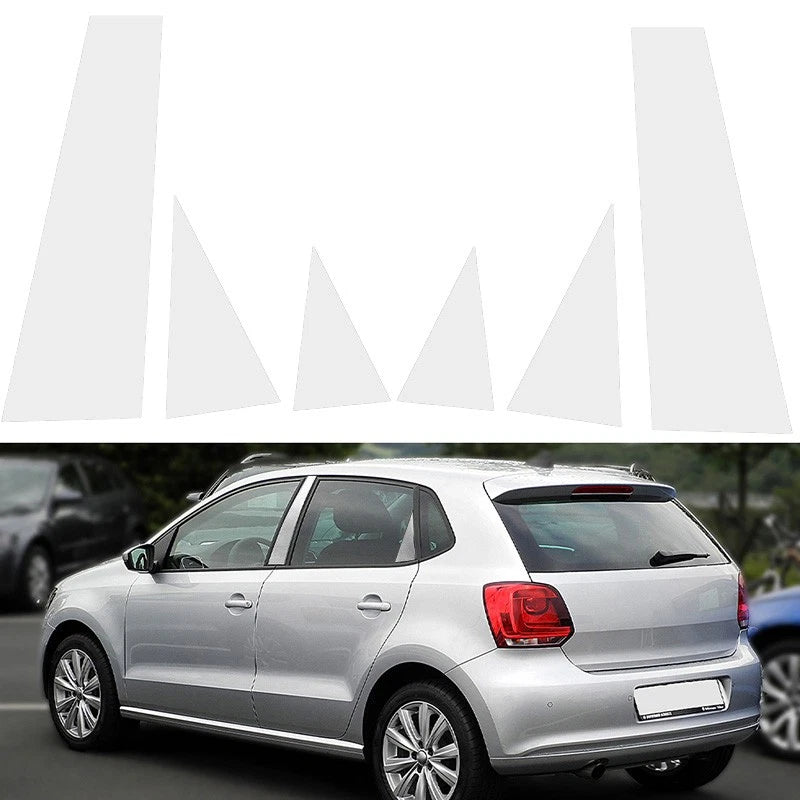 Set of 6 Silvery Exterior Pillar Posts Trim for VW Polo Hatchback (2011–2018)