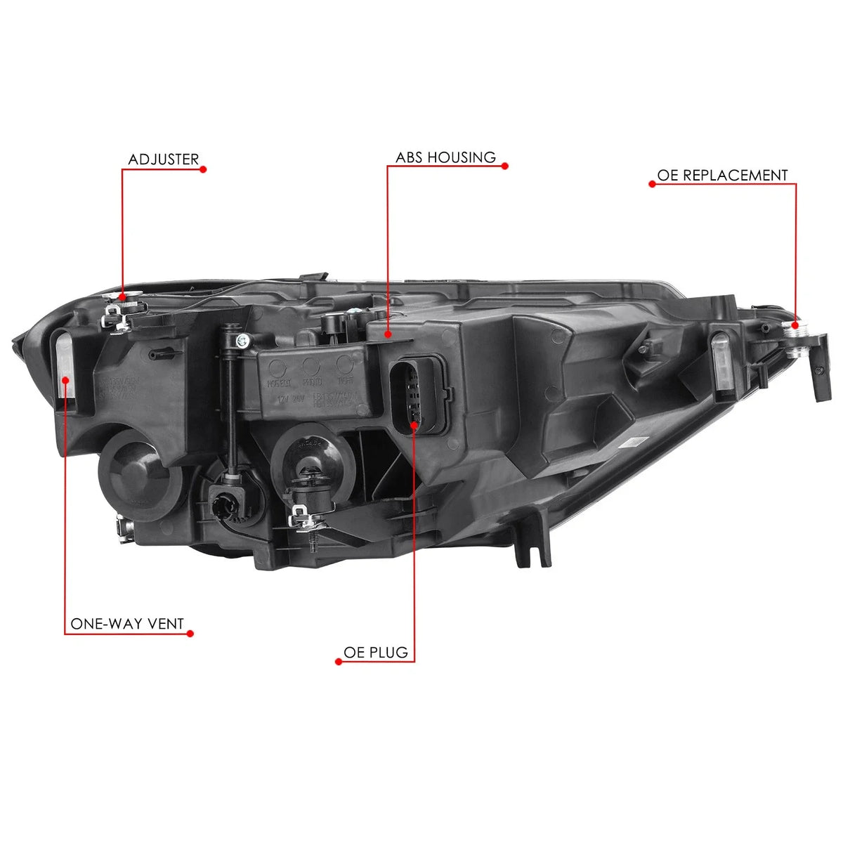 Left Side Headlight for Volkswagen Jetta (2019–2023) - Black Housing, Amber Corner