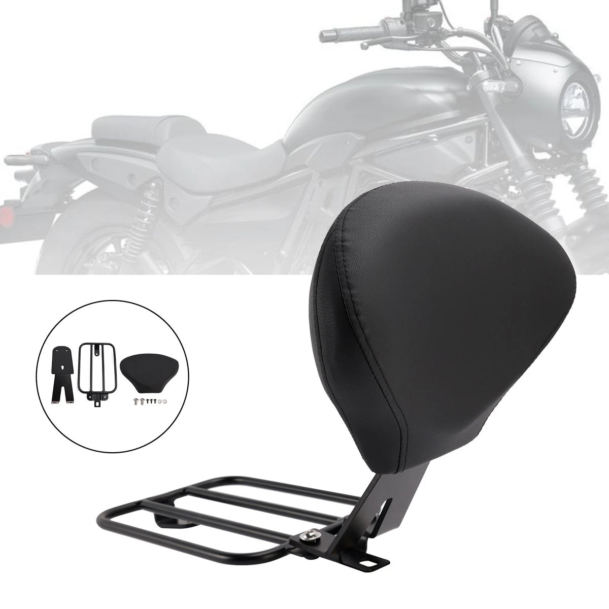 Driver Backrest Pad for Kawasaki Eliminator 500 (2024–2025) SS-229-BLK