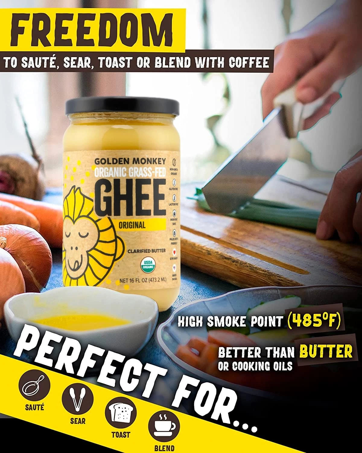 Organic Ghee Butter for Grass Fed Diet (16oz)