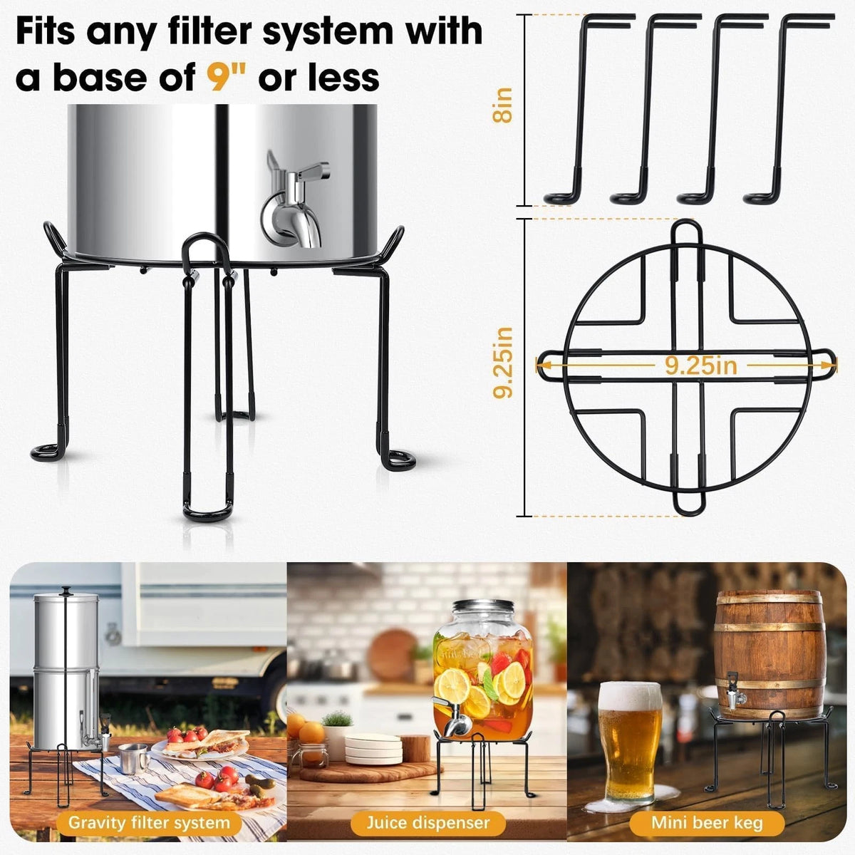 Water Filter Stand for Gyykzz (8" Tall, 9" Diameter) Matte Black