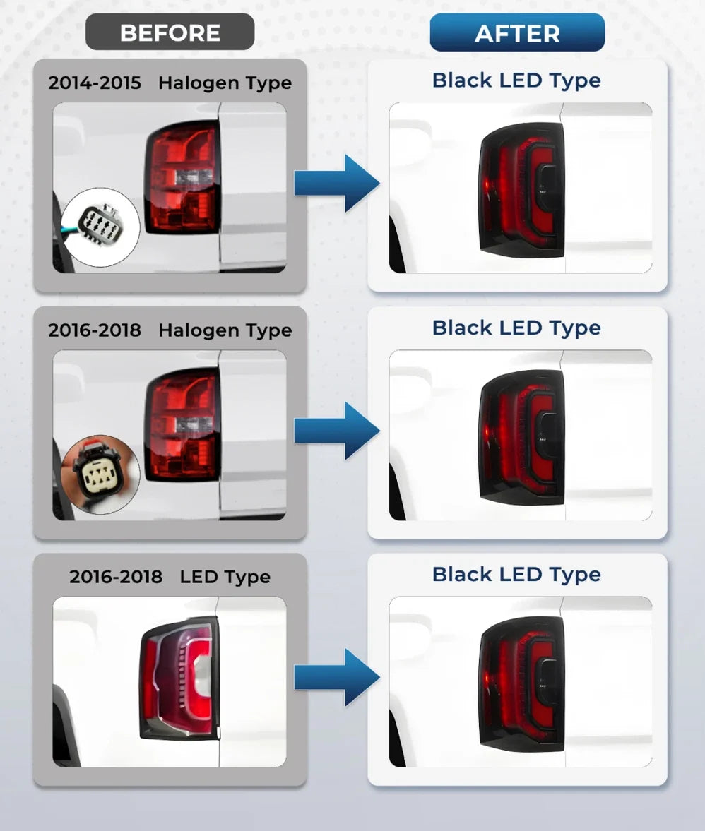 Halogen Upgrade LED Tail Lights for GMC Sierra 1500 2500/3500HD (2014–2018)