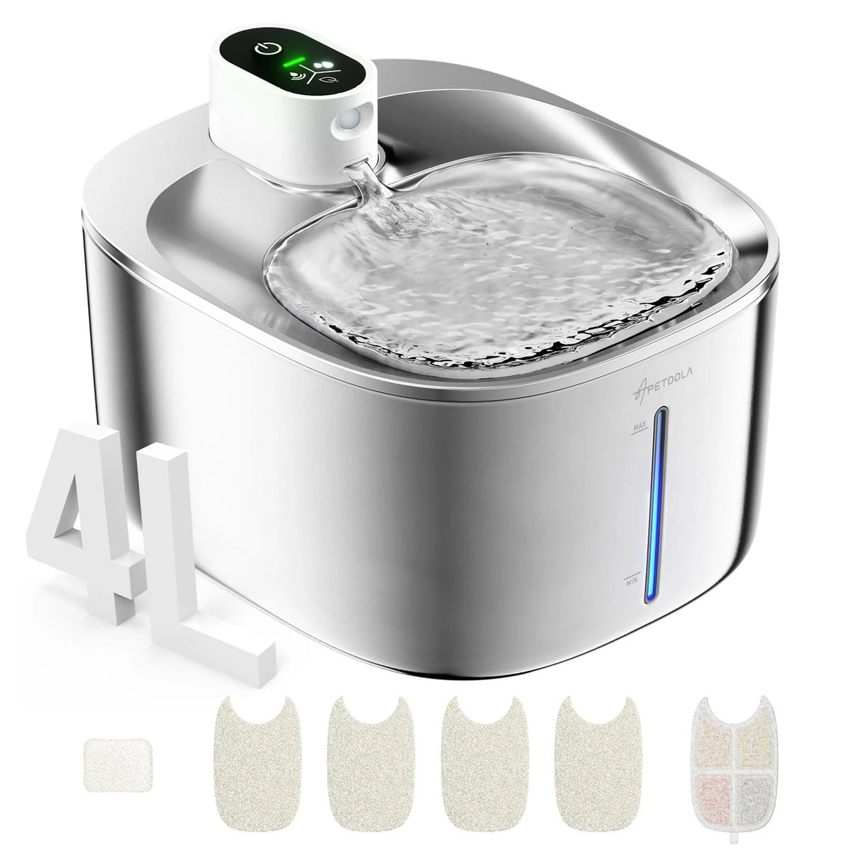 Wireless Cat Water Fountain for APD APETDOLA (135floz/4L) Stainless Steel