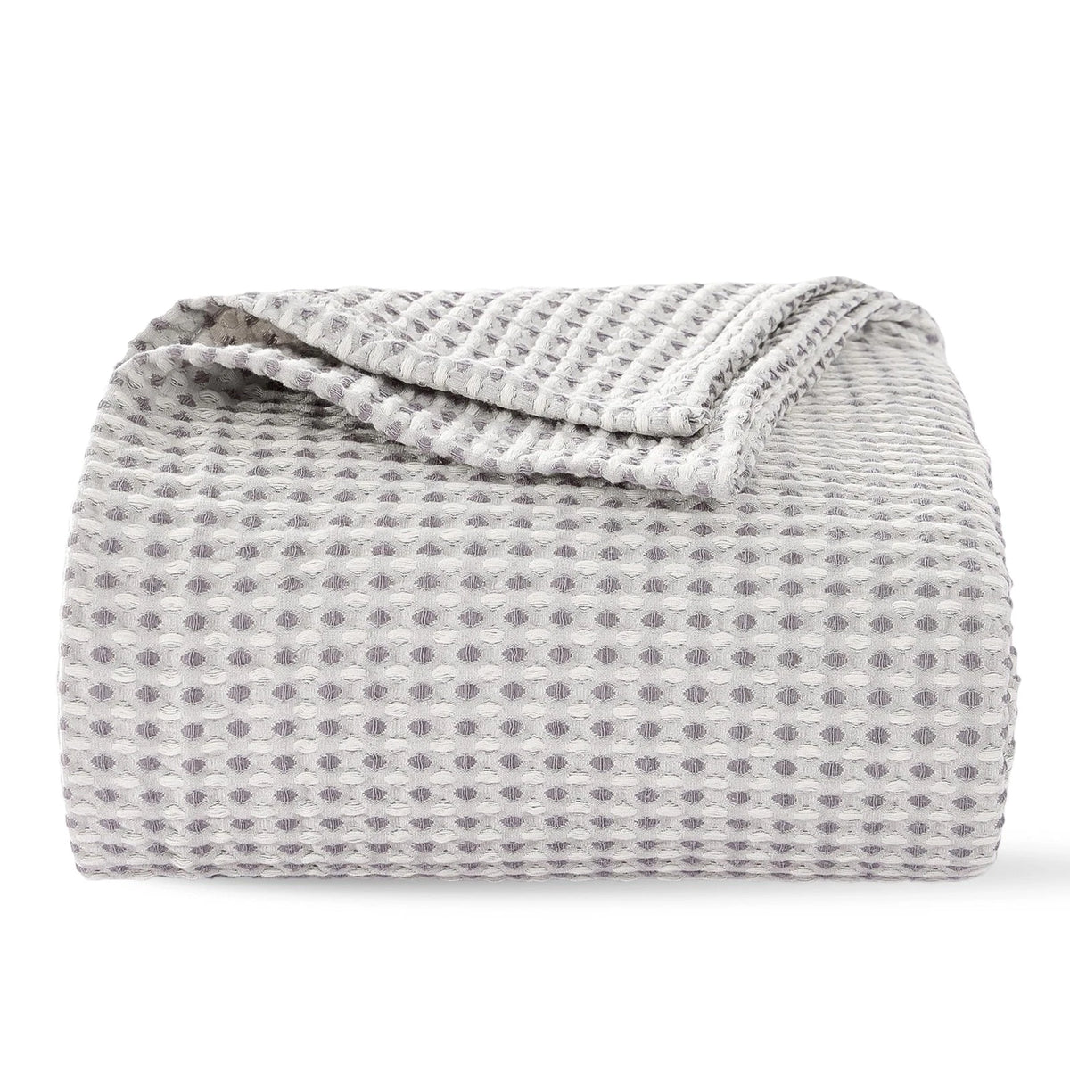 Lightweight Cotton Waffle Blanket for Queen Size (Modern Two-Tone Check)