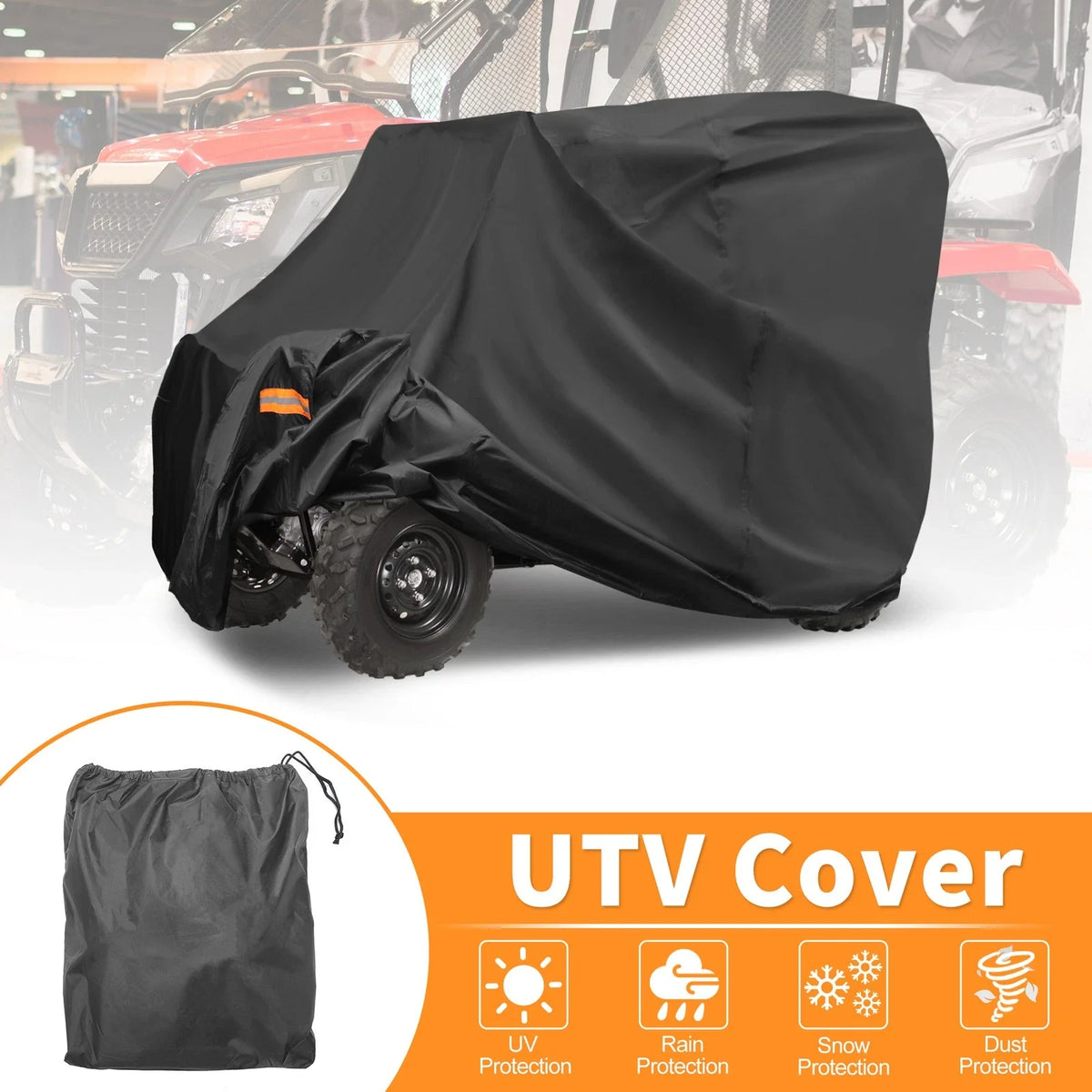 Waterproof UTV Cover for Honda Pioneer 500 520 (2016–2023) 210D-PU Black