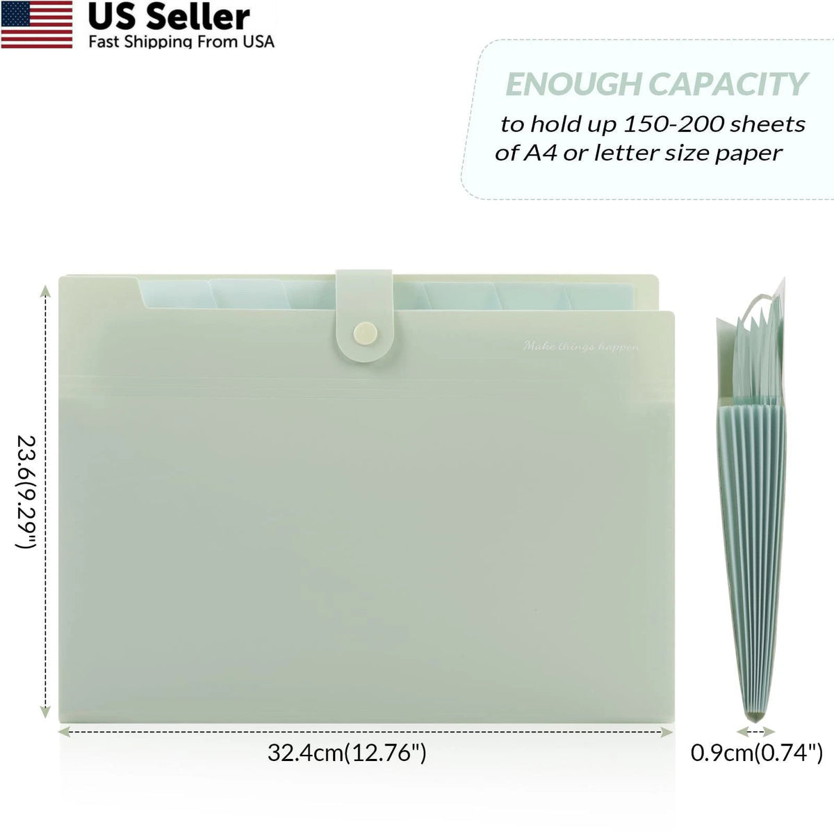 Expanding File Organizer for A4, Letter (8.511) - Light Green