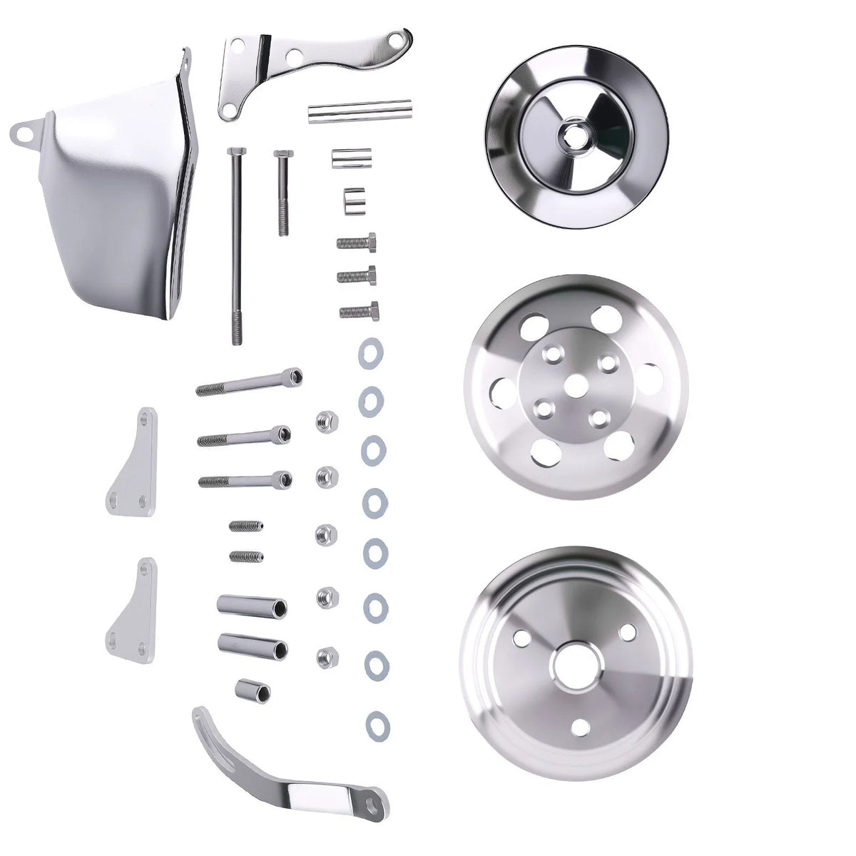 Water Pump Pulley Bracket Kit for Small Block Chevy 305 307 327 350 400 (1969–1986)