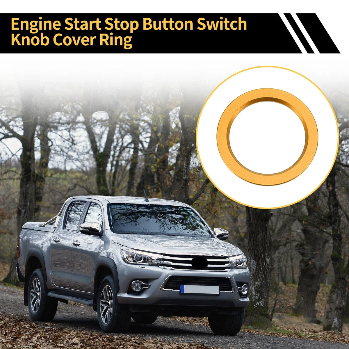 Engine Start Stop Button Knob Cover Ring for Toyota Tacoma (2016–2023) Gold Tone