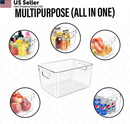 Clear Plastic Storage Bins for Pantry Organizers (11 x 7.5 x 6)