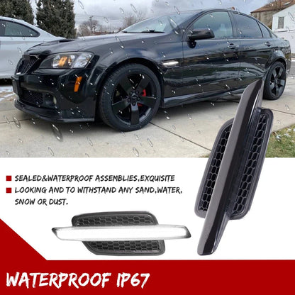 Set of 2 Black Smoke White LED Light Bar Fender Side Markers for Pontiac G8 (2008–2009)
