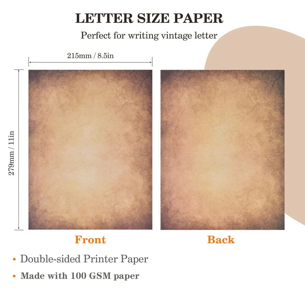 50 Sheets Vintage Scrapbook Paper 8.5 x 11 (Antique Aged Brown)