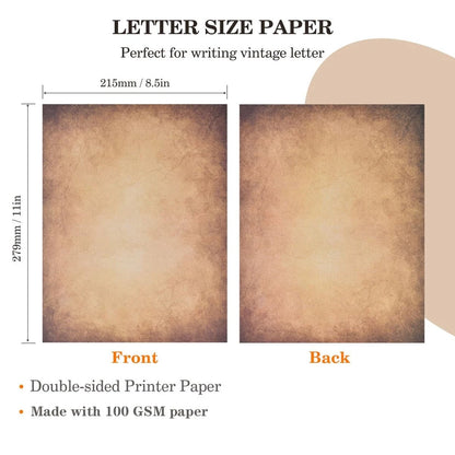 50 Sheets Vintage Scrapbook Paper 8.5 x 11 (Antique Aged Brown)