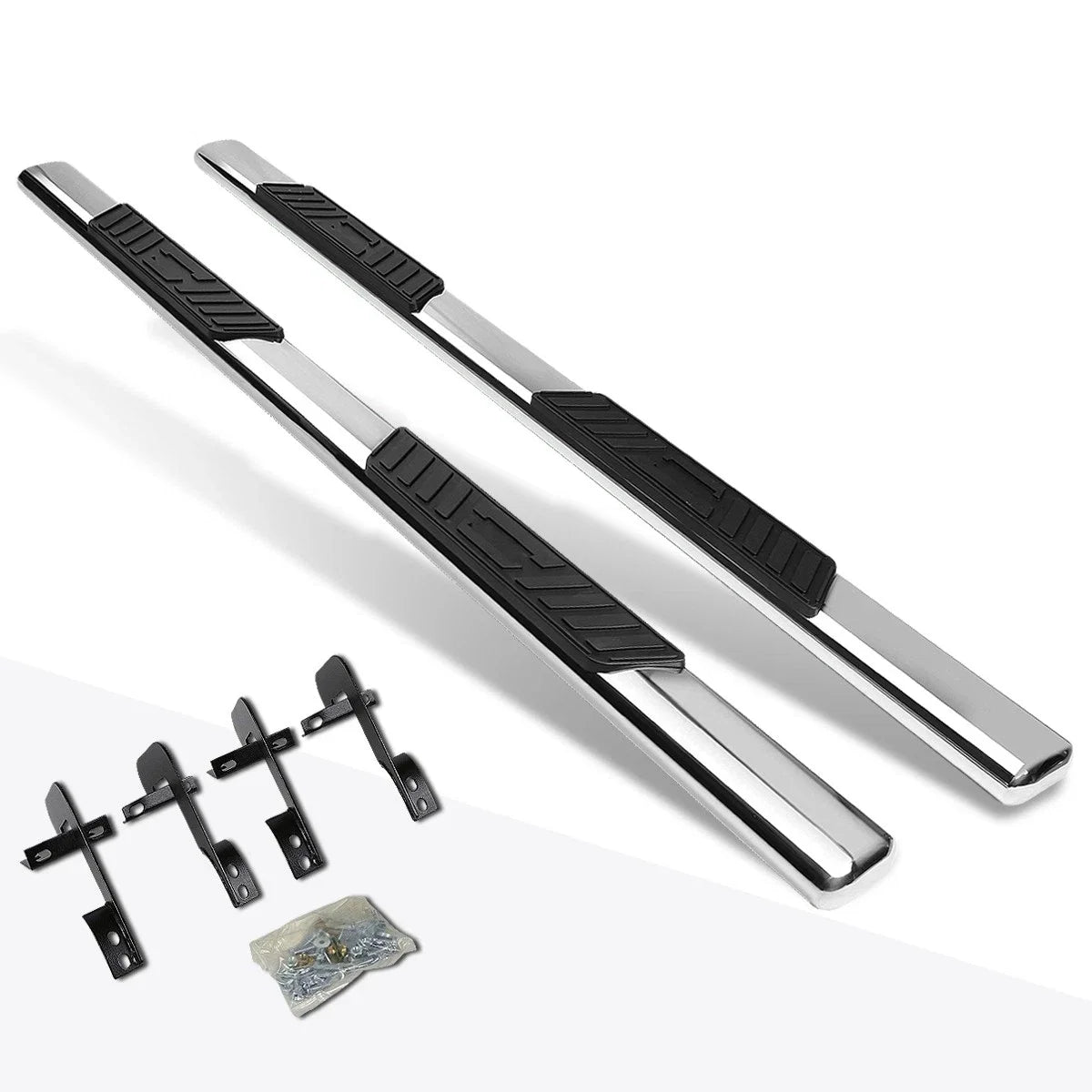 Set of 2 Oval 5" Side Step Nerf Bars for Ford F150 SuperCrew (2001–2003) Chrome