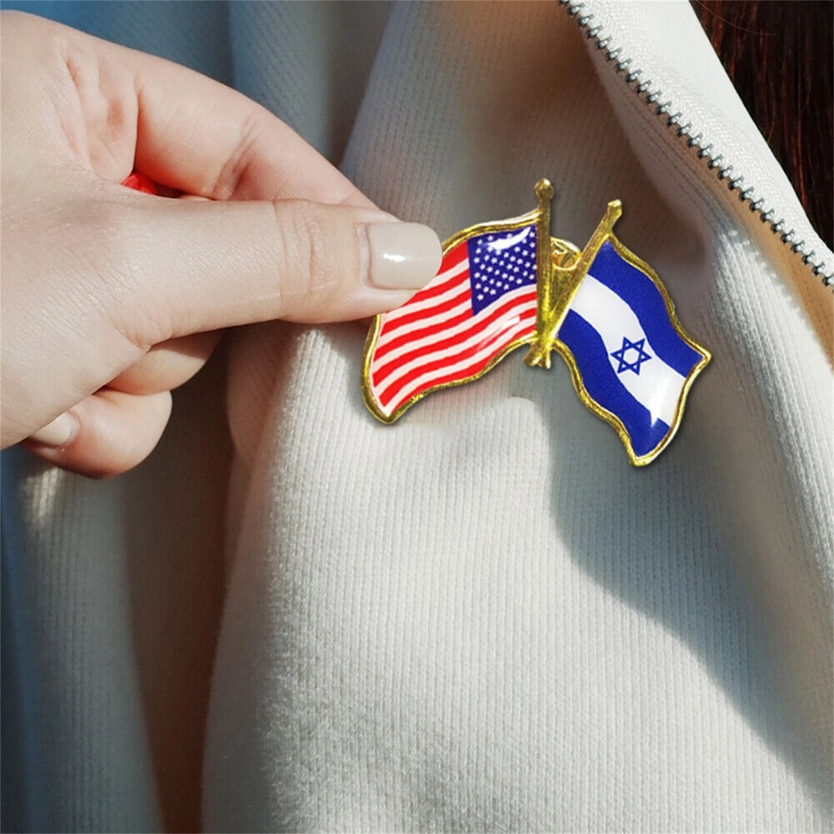 50x Support Israel USA Crossed Friendship Flag Lapel Pin