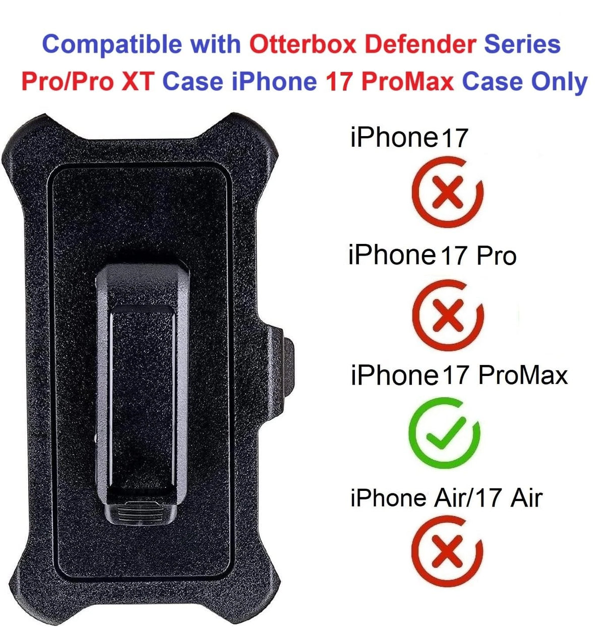 2X Replacement Belt Clip Holster for iPhone 17 ProMax, Black