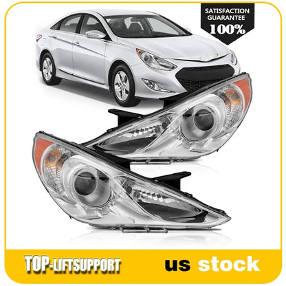 Headlight Assembly Pair for Hyundai Sonata (2011–2014) Chrome Projector