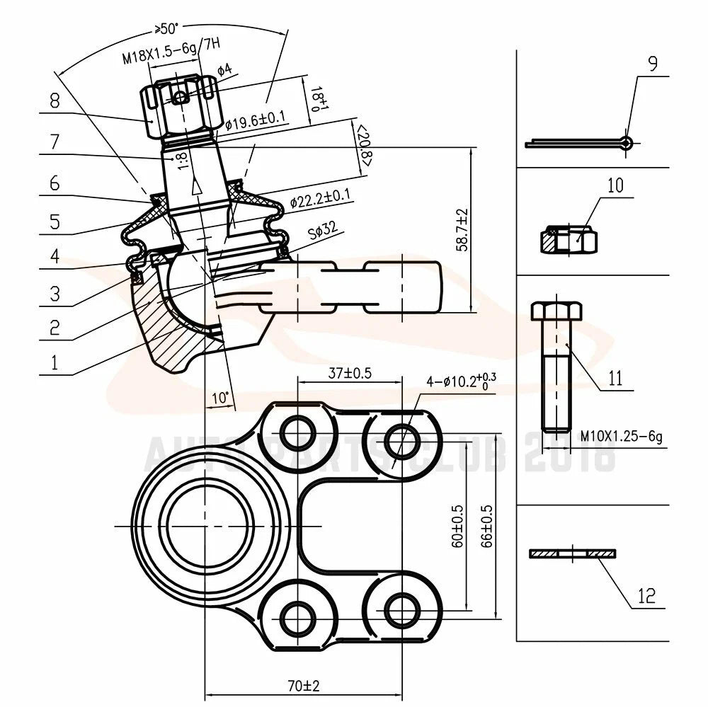 Set of 9 Front Ball Joints Tie Rods Suspension Kit for Nissan Pickup (1995–1997)