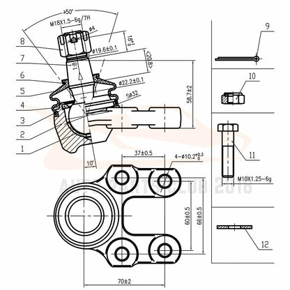 Set of 9 Front Ball Joints Tie Rods Suspension Kit for Nissan Pickup (1995–1997)