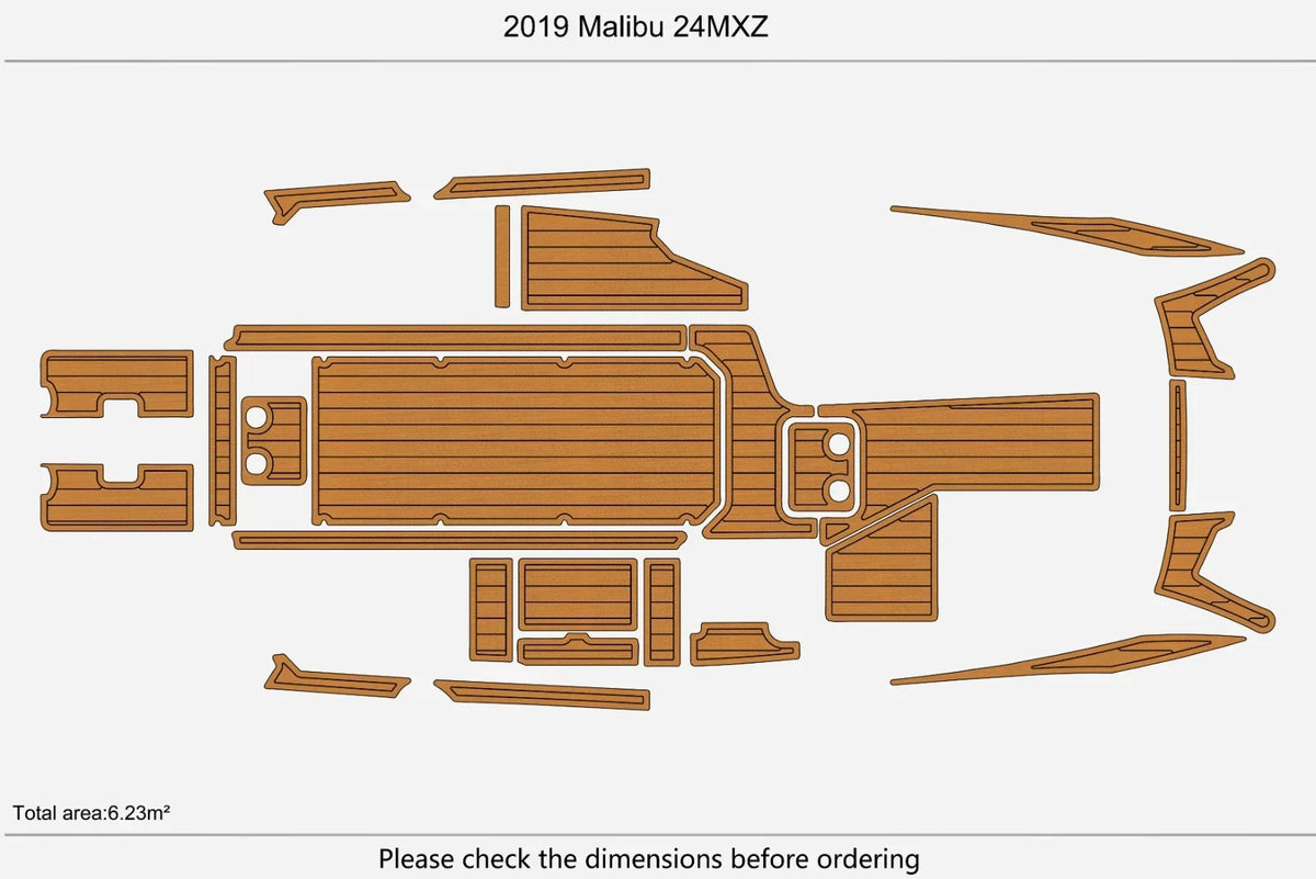 EVA Foam Cockpit Pads for Malibu 24 MXZ (2019) - Faux Teak Decking Mat