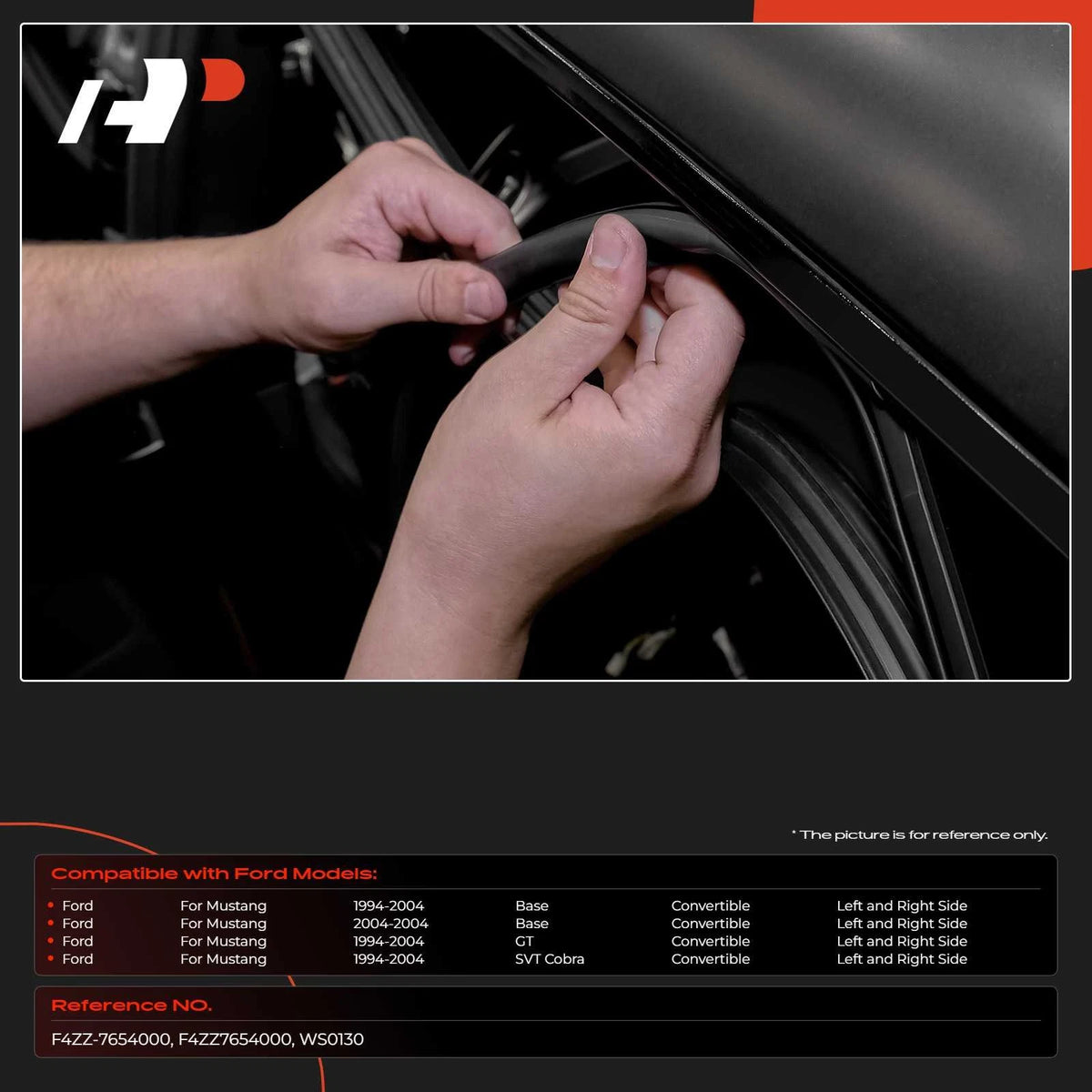 2X Weatherstrip Seals for Ford Mustang (F4ZZ-7654000)