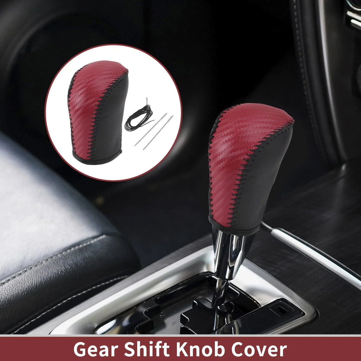 1 Pc Gear Shift Knob Cover for Subaru Forester (2006–2012) Red Faux Leather