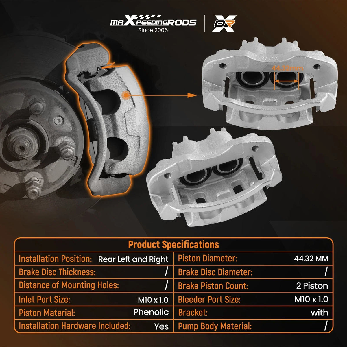 Pair Rear Disc Brake Calipers for Ford Excursion, F-250/F-350 (2000–2005)