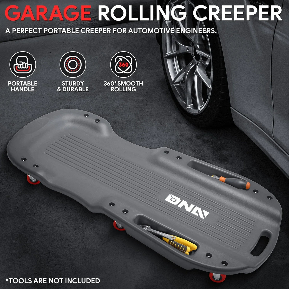 38'' Black Portable Repair Floor Creeper for Automotive Engineers
