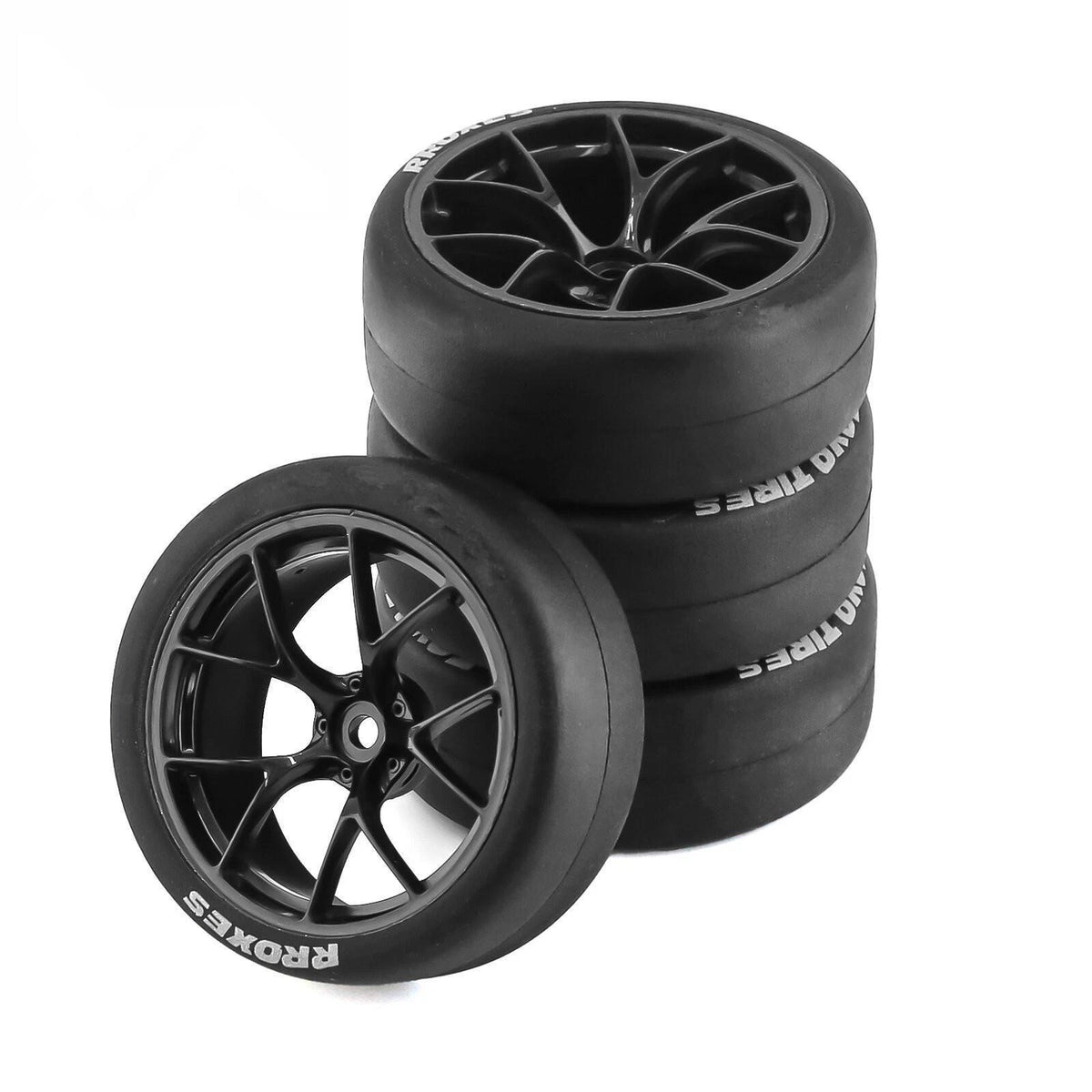 4Pcs 65mm RC Car Tires & Wheels Rims 12mm Hex Hub for Tamiya TT01 (N/A)