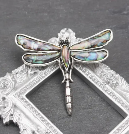 Vintage Dragonfly Alloy Brooch Pin Necklace for Abalone (Valentines Day)