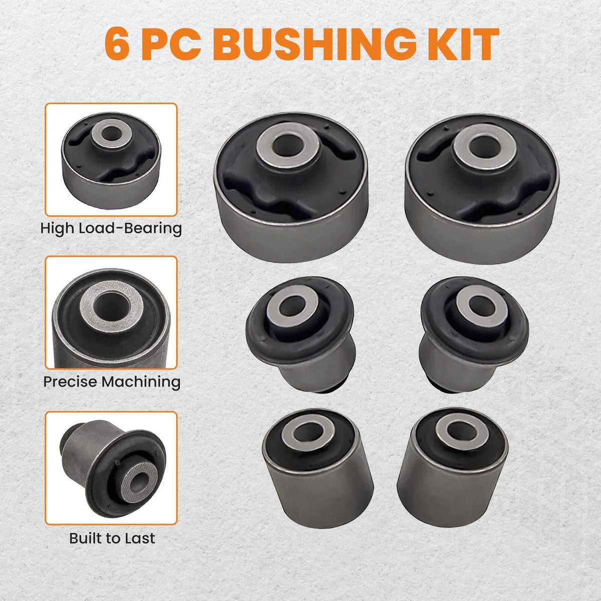 Set of 6 Front Lower Control Arm Bushings for Honda Accord TL TSX (2004–2008)