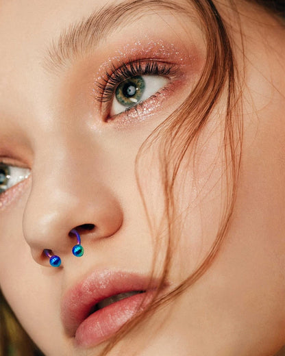 Set of 36 Septum Piercing Jewelry - 8mm, 10mm, 12mm, Gold, Silver, Black, Rainbow, Rose Gold, Blue