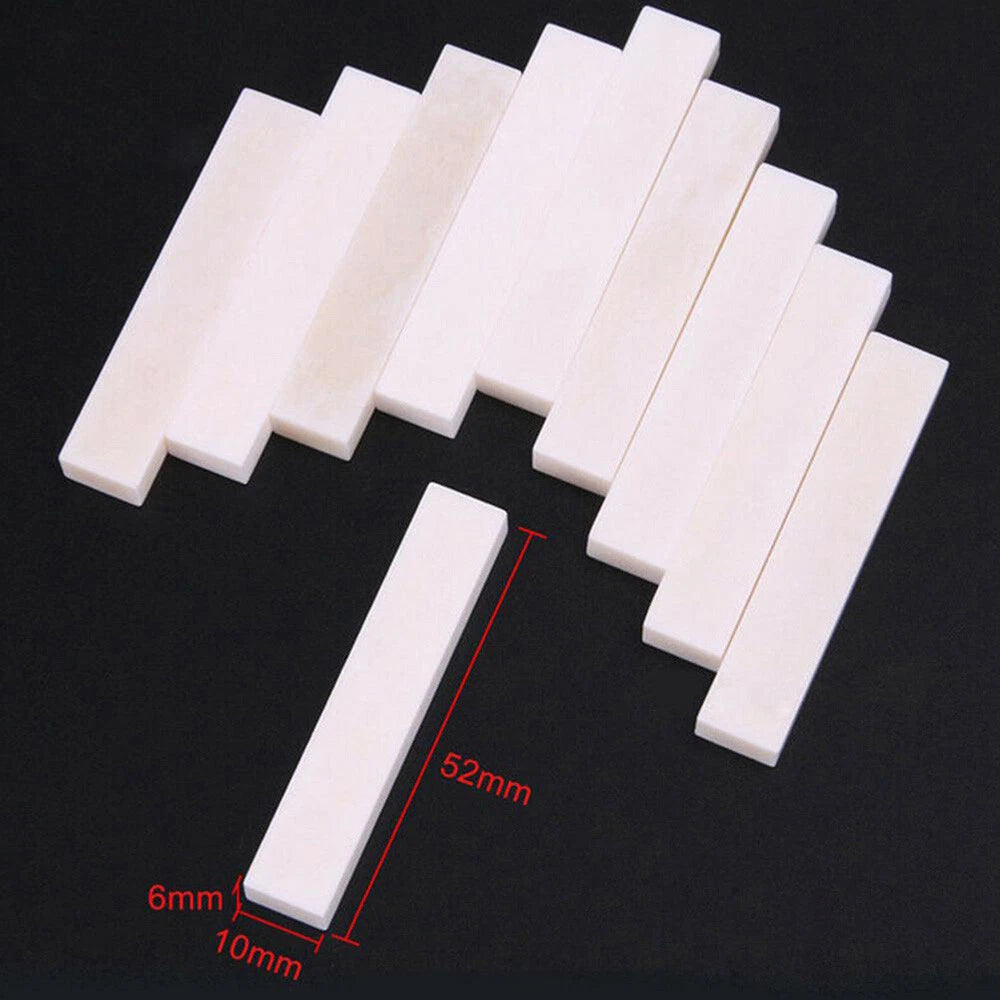 10PCS Unbleached Bone Nut for Guitar Bass Ukulele (52x10x6mm)