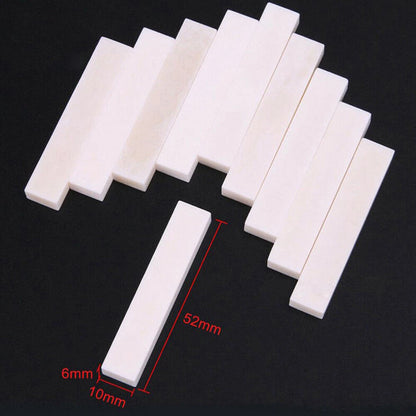 10PCS Unbleached Bone Nut for Guitar Bass Ukulele (52x10x6mm)
