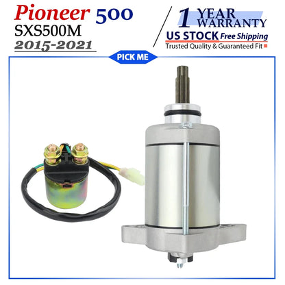 Starter Motor for Honda Pioneer 500 SXS500M/SXS500M2 (2015–2021) with Relay