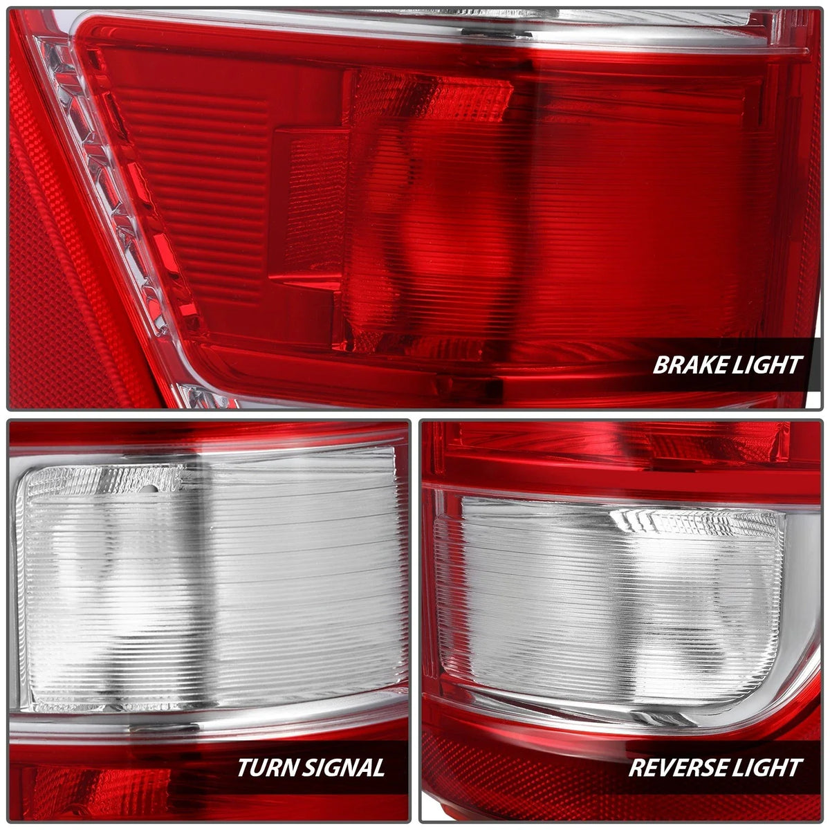 Driver Side Tail Light for Ford F-150 (2021–2023) OE Style Chrome Red Lens