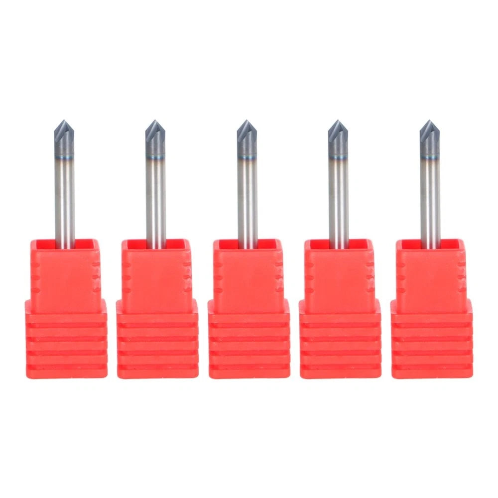 5 Pcs 1/8" 4 Flute 90 Degree Carbide Chamfer Mill (1-1/2" OAL) TiALN Coated