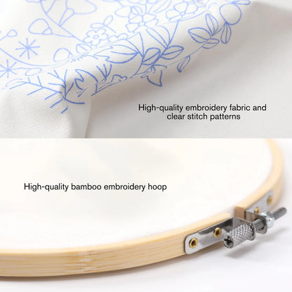 4 Sets Embroidery Kit for Beginners with Stitch Video, Flower Cross Stitch Kit
