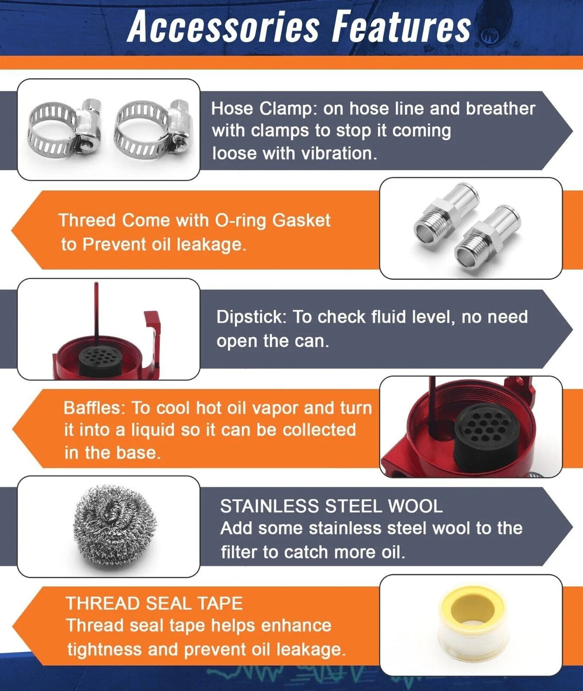 Oil Catch Can Kit for Universal Applications - Baffled Tank, Breather Filter