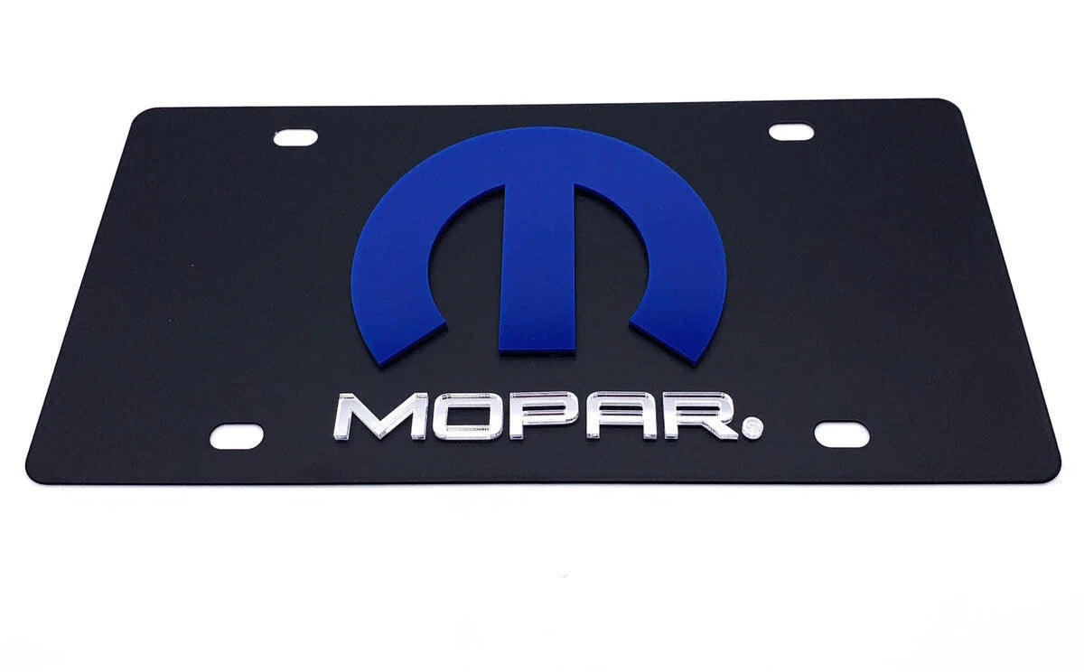 Mopar Emblem License Plate Black Finish for 3D Blue M Logo (OEM)