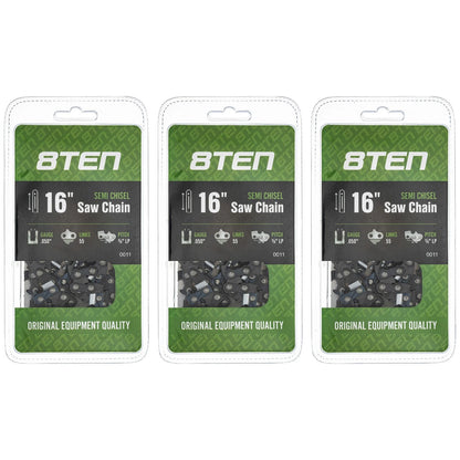 3 Pack 16 Inch Chainsaw Chain for Stihl 023 (R50S-1PL55, 50R55, N1C-55E)