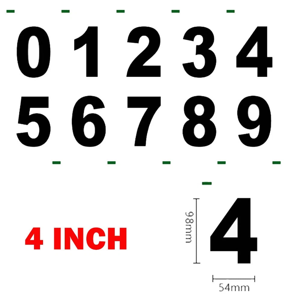 3Pcs 4 Inch Black Reflective Digital Mailbox Number Stickers