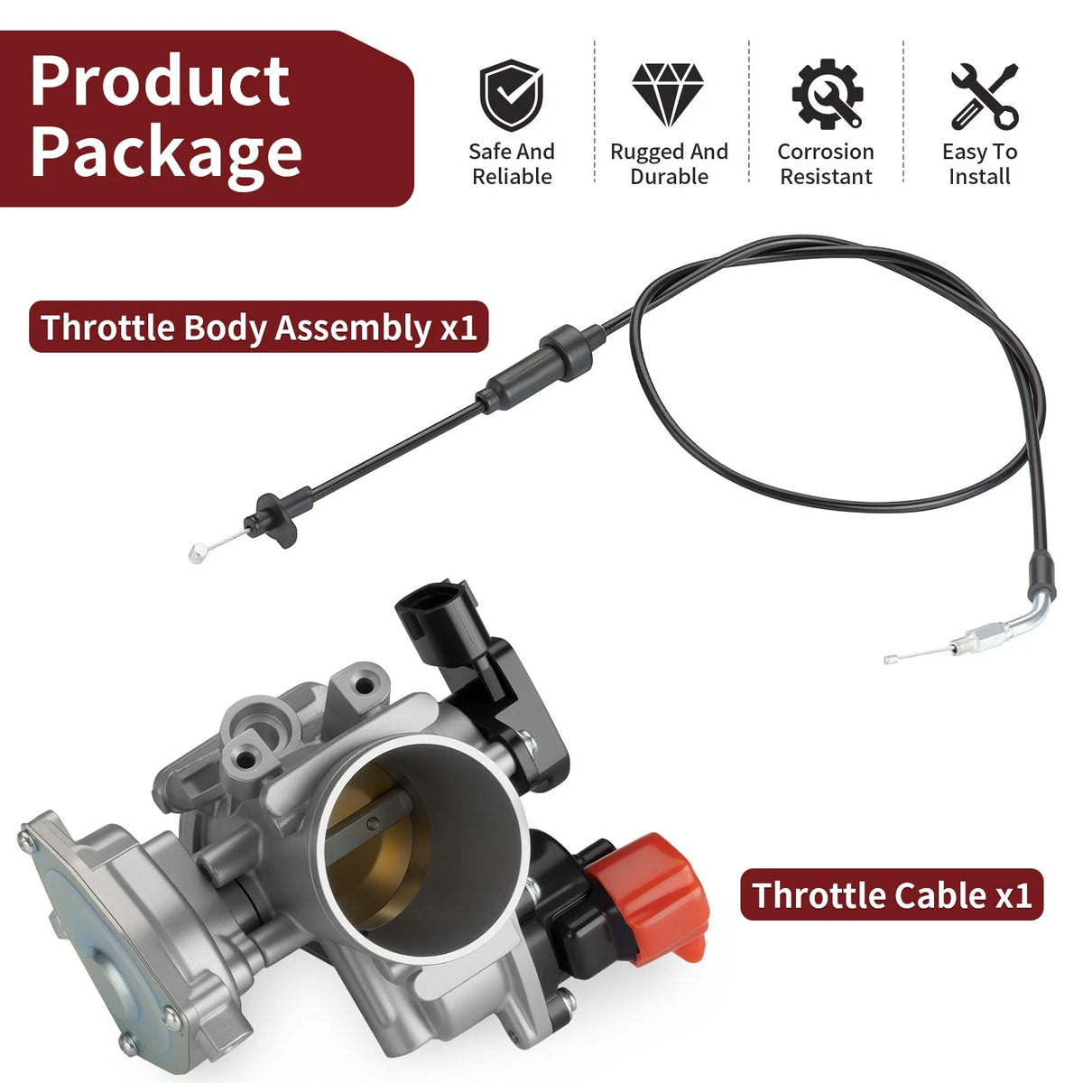 Throttle Body + Cable for Polaris Sportsman 550 X2 (2012–2014) 7081576 3131743