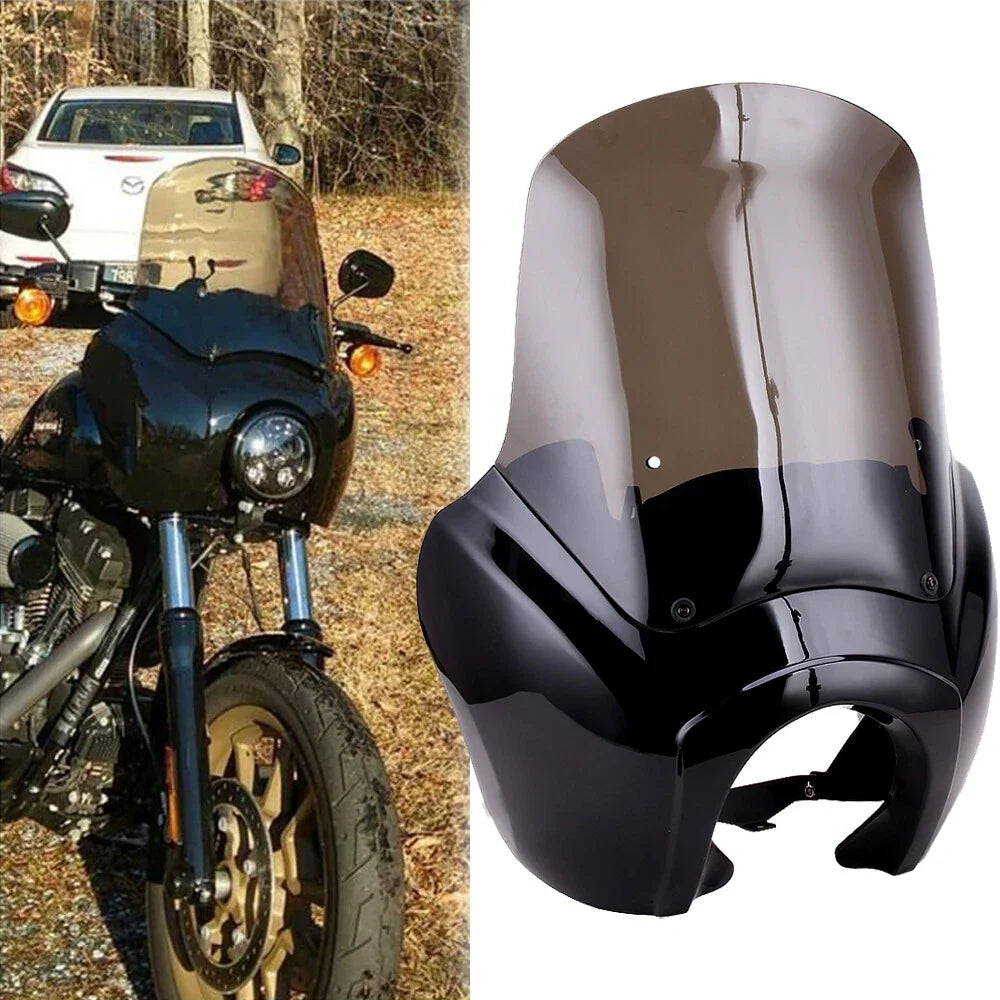 6" Front Fairing & 15" Smoke Windshield for Harley Dyna FXDB FXDL (2006–2017)