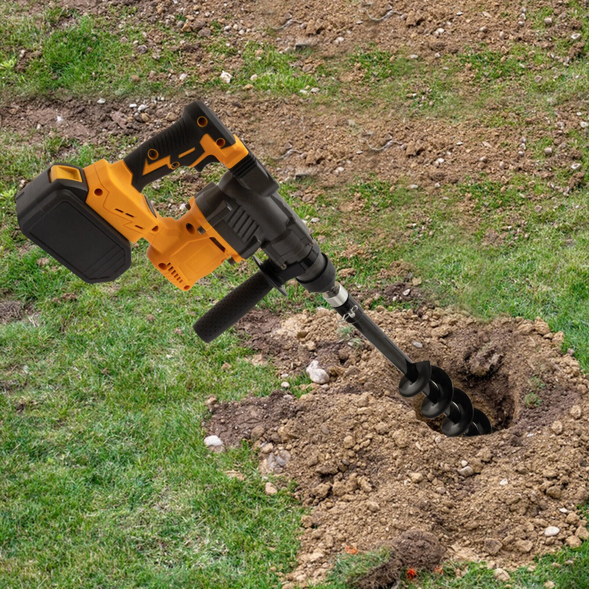 21V SDS Plus Post Hole Digger for Cordless Rotary Hammer Drill (80cm Bit)