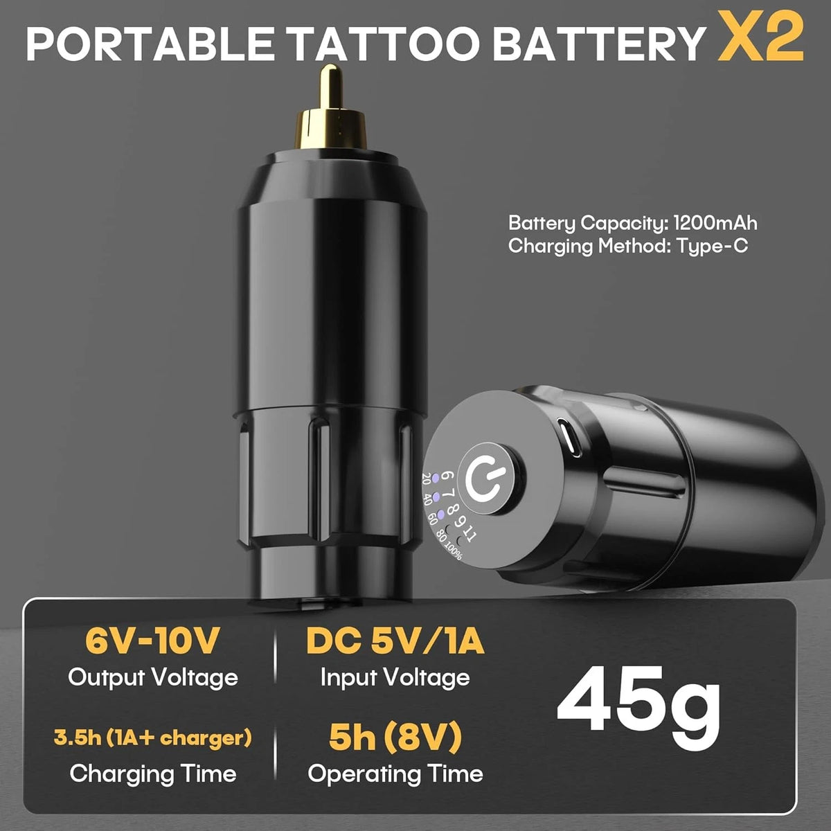 Wireless Rotary Tattoo Machine Kit with 20 Cartridges & Ink Set