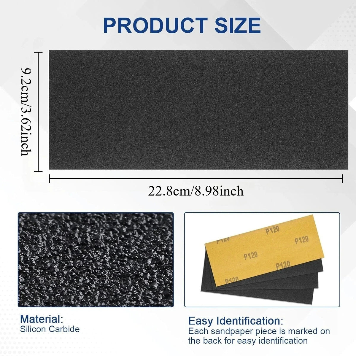 50 Pcs Sandpaper Sheets Assortment 120–5000 for Wood & Metal