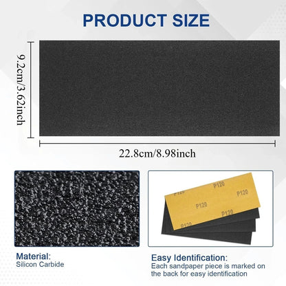 50 Pcs Sandpaper Sheets Assortment 120–5000 for Wood & Metal