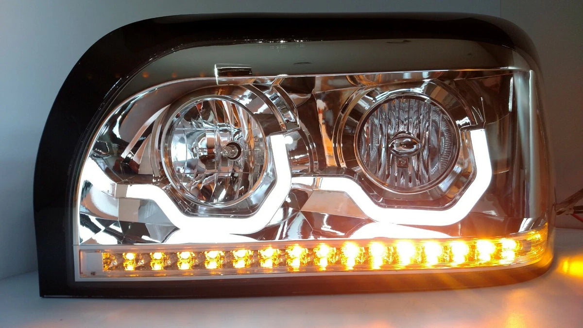 Chrome Headlights Front Pair with LED Turn Signal for Freightliner Century (1995–2007)
